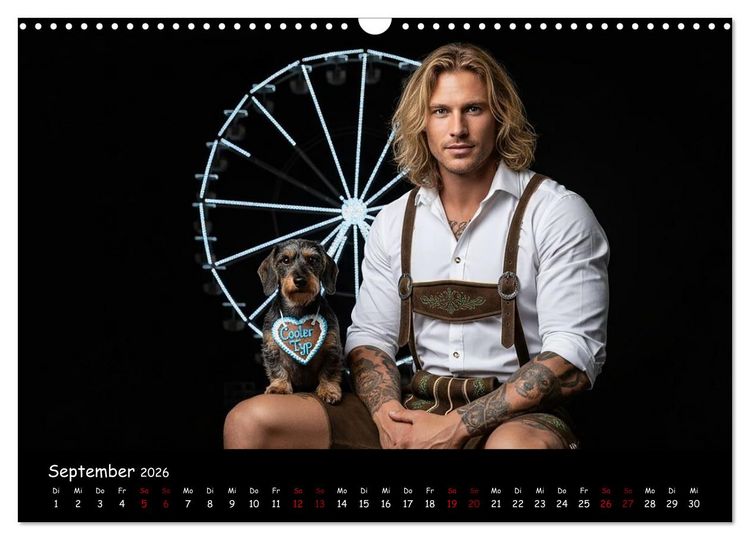 Produktbild: Coole Typen - Rauhaardackel (Wandkalender 2026 DIN A3 quer), CALVENDO Monatskalender