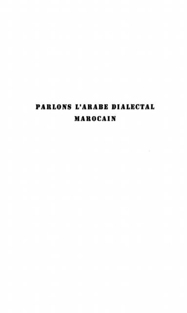 Produktbild: Parlons L'arabe Dialectal Marocain