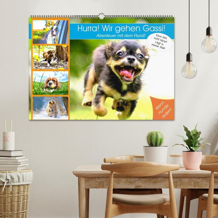 Produktbild: Hurra! Wir gehen Gassi! Abenteuer mit dem Hund! (Wandkalender 2026 DIN A2 quer), CALVENDO Monatskalender