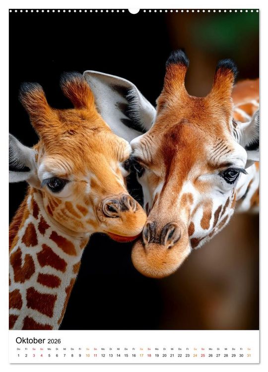 Produktbild: Giraffen - die Welt von oben betrachtet (hochwertiger Premium Wandkalender 2026 DIN A2 hoch), Kunstdruck in Hochglanz