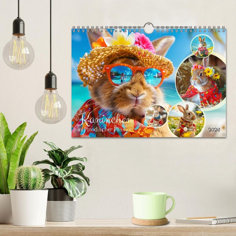 Produktbild: Kaninchen auf modischer Mission (Wandkalender 2026 DIN A4 quer), CALVENDO Monatskalender