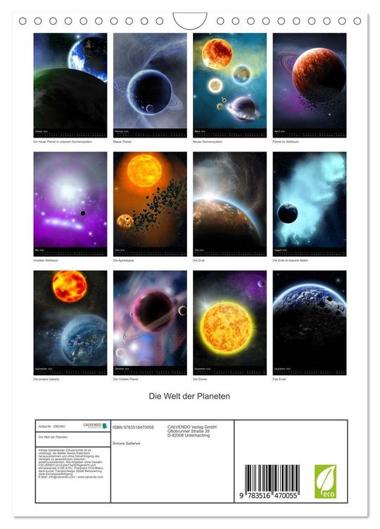 Produktbild: Die Welt der Planeten (Wandkalender 2026 DIN A4 hoch), CALVENDO Monatskalender