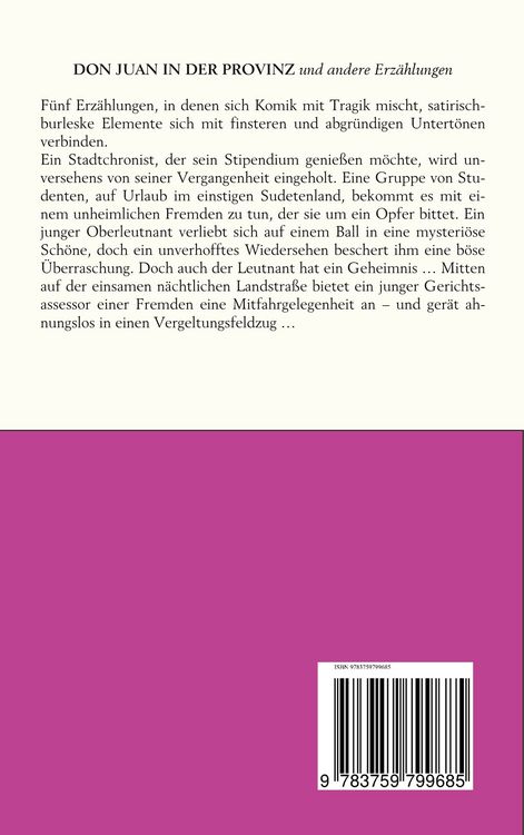 Produktbild: Don Juan in der Provinz und andere Erz&auml;hlungen