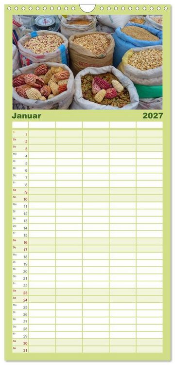 Produktbild: Familienplaner 2027 - Per&uacute;. Impressionen mit 5 Spalten (Wandkalender, 21 x 45 cm) CALVENDO