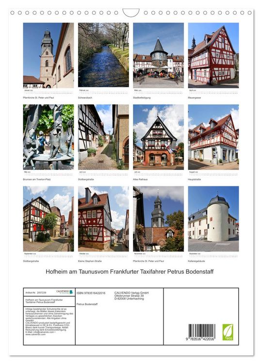 Produktbild: Hofheim am Taunusvom Frankfurter Taxifahrer Petrus Bodenstaff (Wandkalender 2026 DIN A3 hoch), CALVENDO Monatskalender