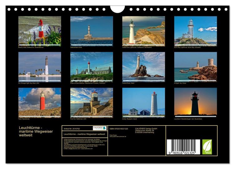 Produktbild: Leuchtt&uuml;rme - maritime Wegweiser weltweit (Wandkalender 2026 DIN A4 quer), CALVENDO Monatskalender