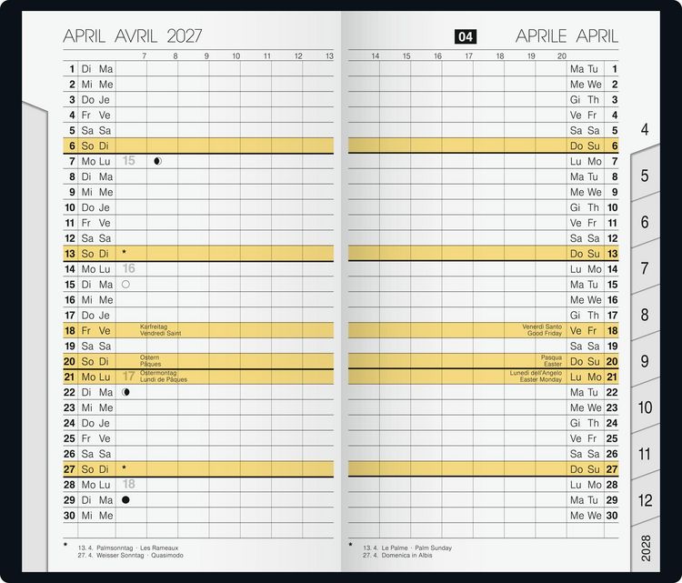 Produktbild: rido/id&eacute; 7046962907 Taschenkalender Mod. M-Planer 2027 A6, Kunststoff, schwarz