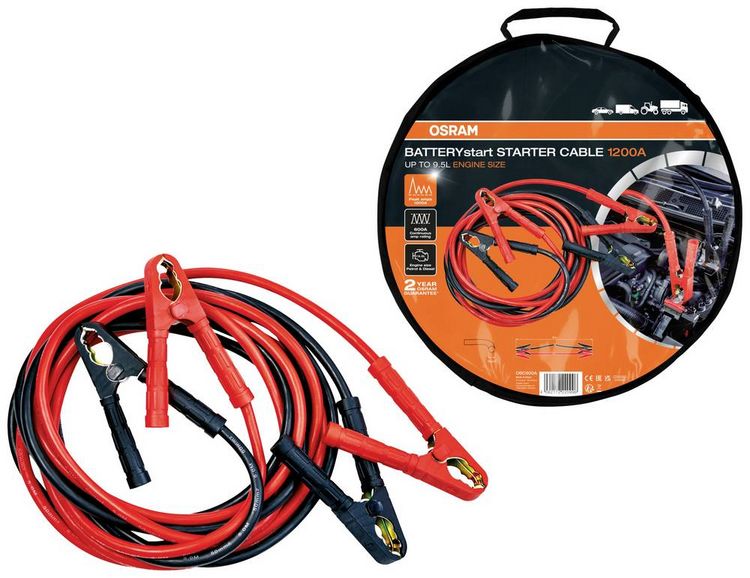 Produktbild: Osram Automotive BATTERYstart STARTER CABLE 500A Starthilfekabel 50 mm&sup2; Aluminium (kupferbeschichtet) 5 m mit Kunststoffzangen