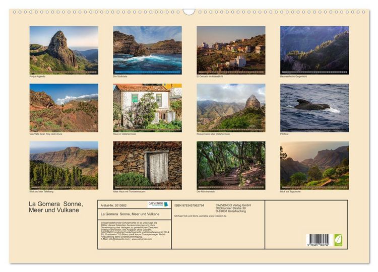 Produktbild: La Gomera Sonne, Meer und Vulkane (Wandkalender 2026 DIN A2 quer), CALVENDO Monatskalender
