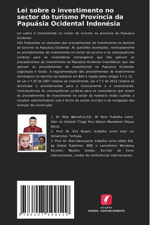 Produktbild: Lei sobre o investimento no sector do turismo Prov&iacute;ncia da Papu&aacute;sia Ocidental Indon&eacute;sia