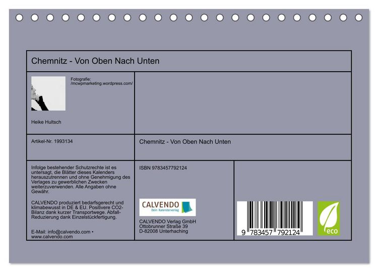 Produktbild: Chemnitz - Von Oben Nach Unten (Tischkalender 2026 DIN A5 quer), CALVENDO Monatskalender