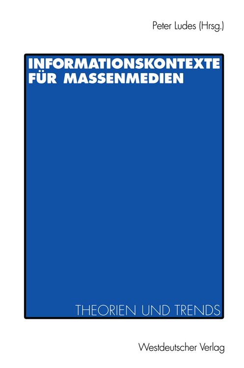 Produktbild: Informationskontexte f&uuml;r Massenmedien