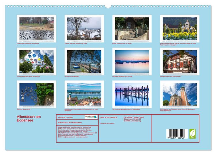Produktbild: Allensbach am Bodensee (hochwertiger Premium Wandkalender 2026 DIN A2 quer), Kunstdruck in Hochglanz