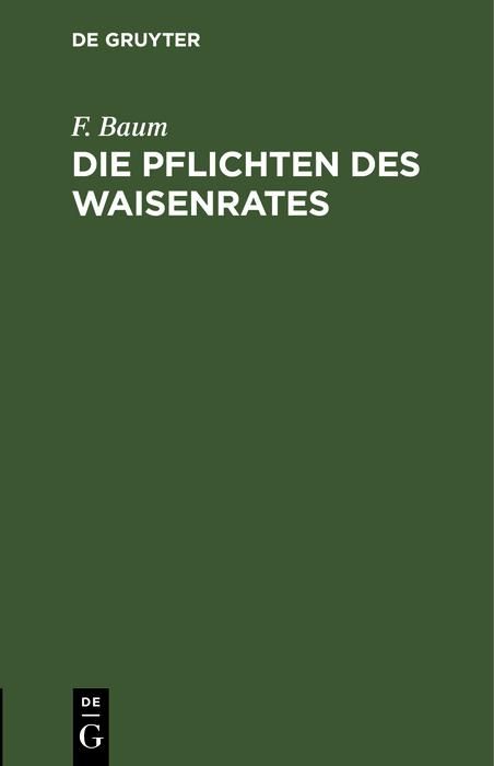 Produktbild: Die Pflichten des Waisenrates