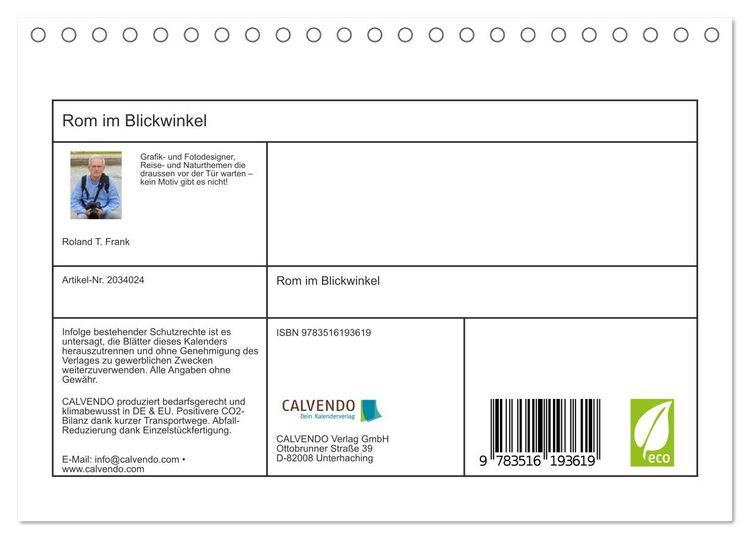 Produktbild: Rom im Blickwinkel (Tischkalender 2026 DIN A5 quer), CALVENDO Monatskalender