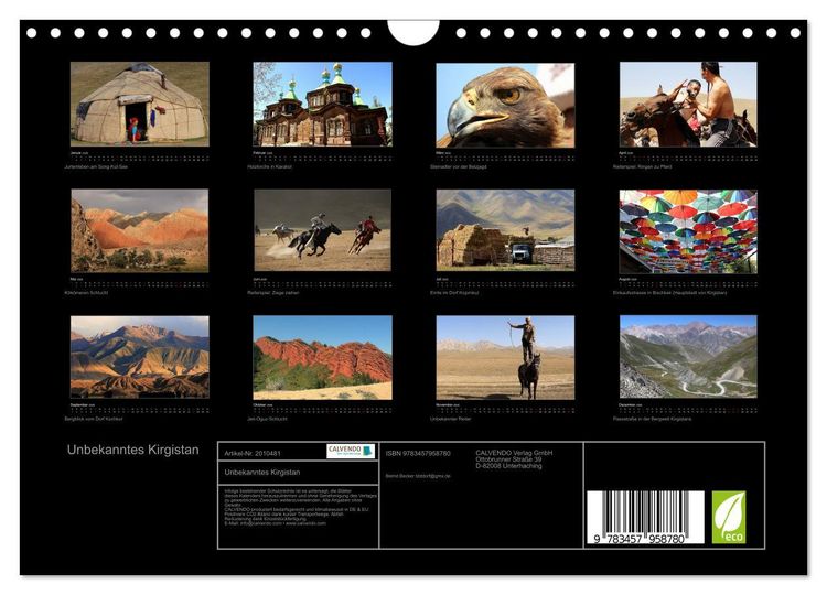 Produktbild: Unbekanntes Kirgistan (Wandkalender 2026 DIN A4 quer), CALVENDO Monatskalender
