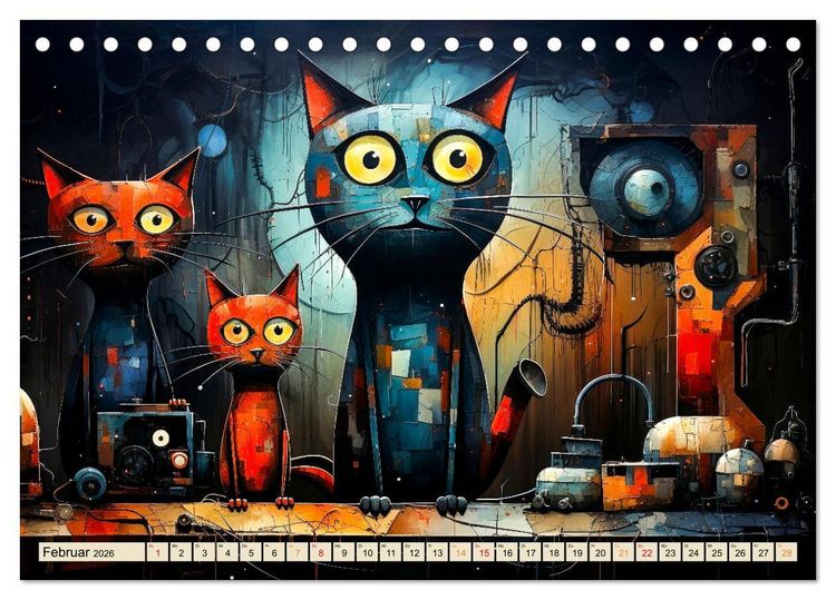 Produktbild: Katzen - die Nacht erwacht (Tischkalender 2026 DIN A5 quer), CALVENDO Monatskalender