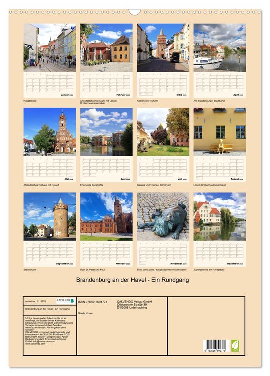 Produktbild: Brandenburg an der Havel - Ein Rundgang (Wandkalender 2026 DIN A2 hoch), CALVENDO Monatskalender
