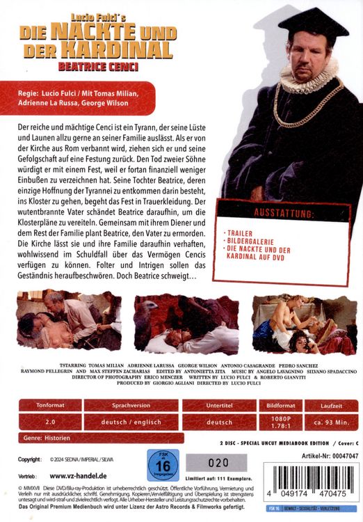 Produktbild: Die Nackte und der Kardinal - Mediabook - Limitiert auf 111 St&uuml;ck - Cover C (Blu-ray + DVD)
