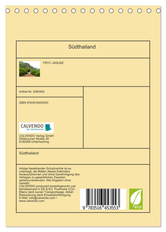 Produktbild: S&uuml;dthailand (Tischkalender 2026 DIN A5 hoch), CALVENDO Monatskalender
