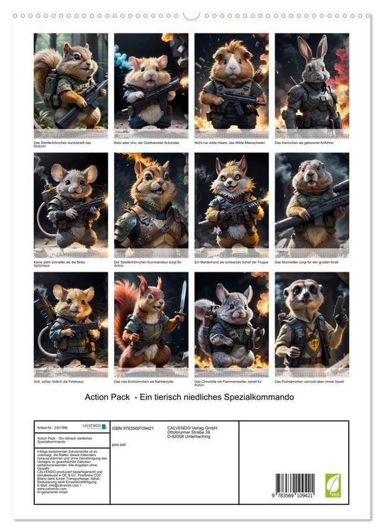 Produktbild: Action Pack - Ein tierisch niedliches Spezialkommando (hochwertiger Premium Wandkalender 2027 DIN A2 hoch), Kunstdruck in Hochglanz