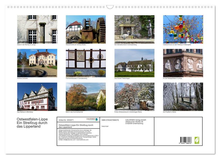 Produktbild: Ostwestfalen-Lippe Ein Streifzug durch das Lipperland (Wandkalender 2026 DIN A2 quer), CALVENDO Monatskalender