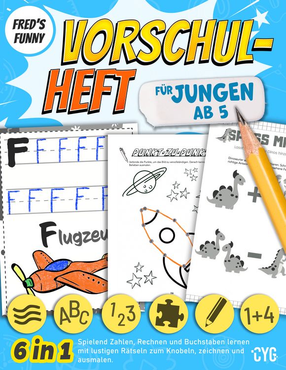 Produktbild: Fred&acute;s Funny Vorschulheft f&uuml;r Jungen (ab 5 Jahre)