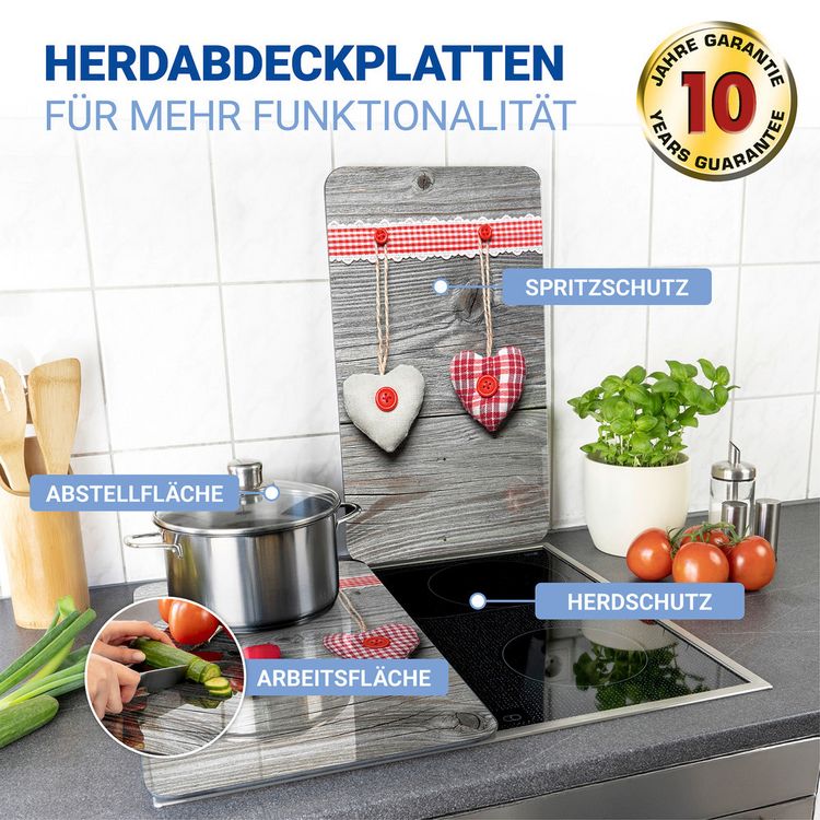 Produktbild: Herdabdeckplatte Universal Mod. Herzen, 2er Set, f&uuml;r alle Herdarten geeignet