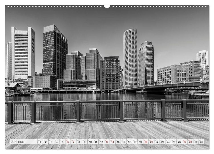 Produktbild: BOSTON Monochrome Stadtansichten (hochwertiger Premium Wandkalender 2026 DIN A2 quer), Kunstdruck in Hochglanz