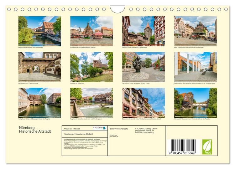 Produktbild: N&uuml;rnberg - Historische Altstadt (Wandkalender 2026 DIN A4 quer), CALVENDO Monatskalender