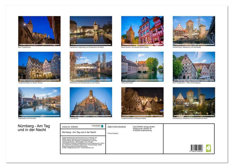 Produktbild: N&uuml;rnberg - Am Tag und in der Nacht (Wandkalender 2026 DIN A2 quer), CALVENDO Monatskalender
