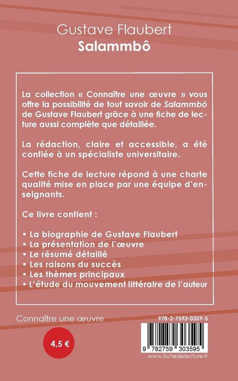 Produktbild: Fiche de lecture Salammb&ocirc; de Flaubert (Analyse litt&eacute;raire de r&eacute;f&eacute;rence et r&eacute;sum&eacute; complet)