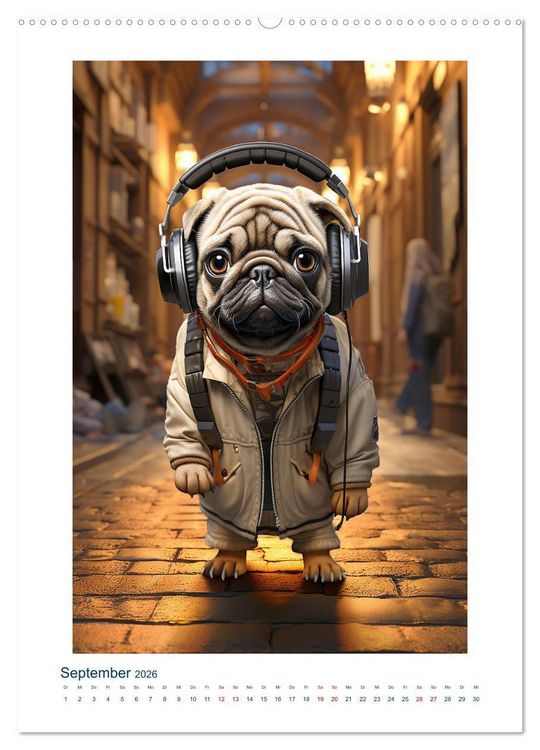 Produktbild: Der kleine Mops (Wandkalender 2026 DIN A2 hoch), CALVENDO Monatskalender