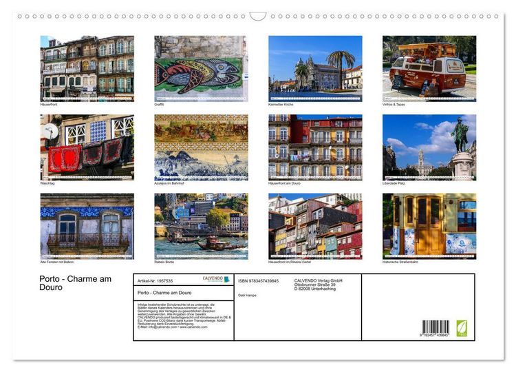 Produktbild: Porto - Charme am Douro (Wandkalender 2026 DIN A2 quer), CALVENDO Monatskalender