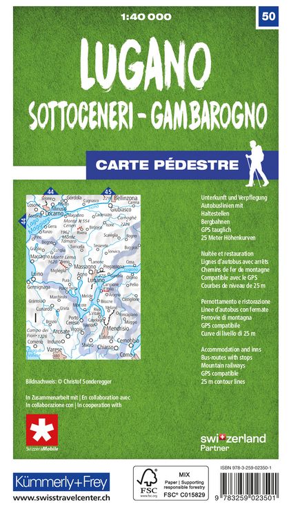 Produktbild: Lugano - Sottoceneri - Gambarogno 50 Wanderkarte