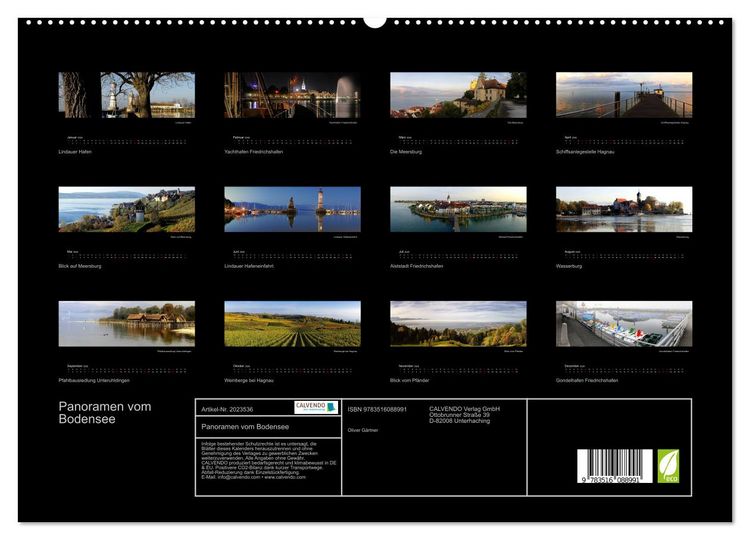Produktbild: Panoramen vom Bodensee (hochwertiger Premium Wandkalender 2026 DIN A2 quer), Kunstdruck in Hochglanz