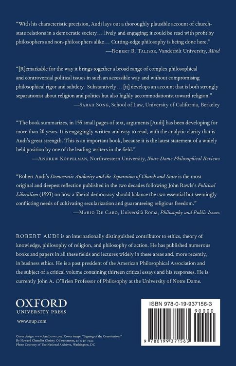 Produktbild: Democratic Authority and the Separation of Church and State