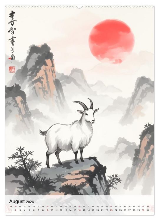 Produktbild: Die 12 chinesischen Tierkreiszeichen (Wandkalender 2026 DIN A2 hoch), CALVENDO Monatskalender