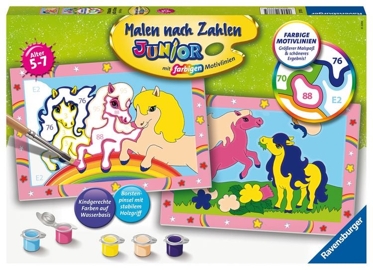 Produktbild: CreArt, Malen nach Zahlen Junior - S&uuml;&szlig;e Ponys