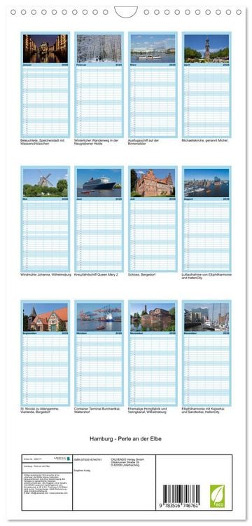 Produktbild: Familienplaner 2026 - Hamburg - Perle an der Elbe mit 5 Spalten (Wandkalender, 21 x 45 cm) CALVENDO
