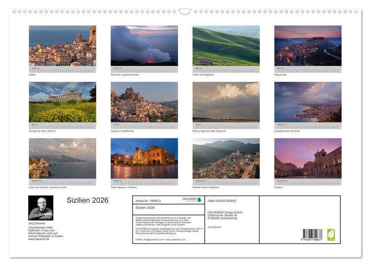 Produktbild: Sizilien 2026 (Wandkalender 2026 DIN A2 quer), CALVENDO Monatskalender