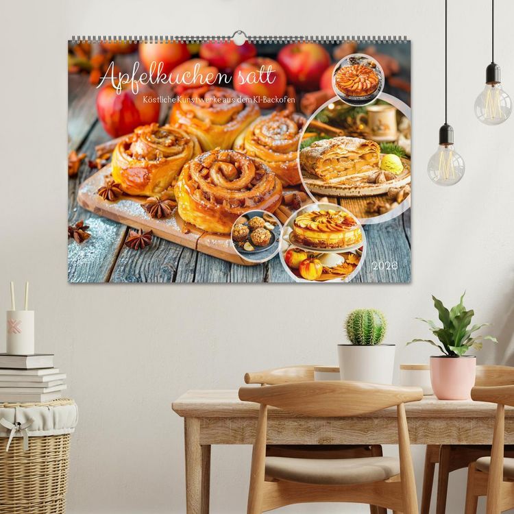 Produktbild: Apfelkuchen satt - K&ouml;stliche Kunstwerke aus dem KI-Backofen (Wandkalender 2026 DIN A2 quer), CALVENDO Monatskalender