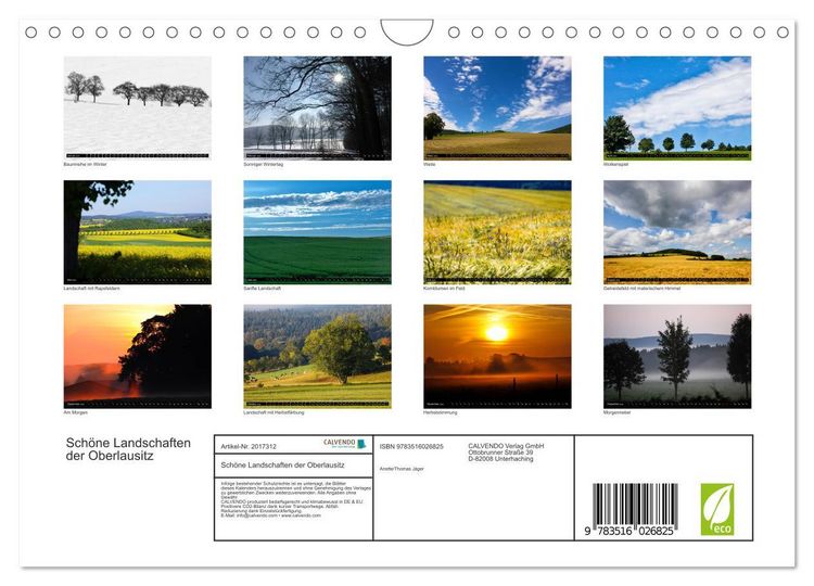 Produktbild: Sch&ouml;ne Landschaften der Oberlausitz (Wandkalender 2026 DIN A4 quer), CALVENDO Monatskalender