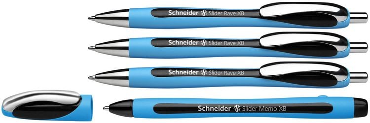 Produktbild: Schneider 3x Kugelschreiber Rave Box + 1x Memo schwarz, 4er Set