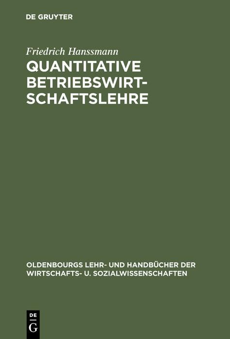 Produktbild: Quantitative Betriebswirtschaftslehre