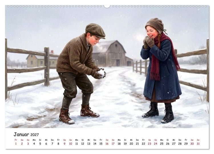 Produktbild: Zwischen Feld und Hof - Landleben vor &uuml;ber hundert Jahren (hochwertiger Premium Wandkalender 2027 DIN A2 quer), Kunstdruck in Hochglanz