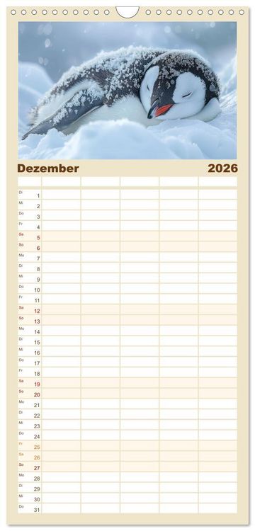 Produktbild: Familienplaner 2026 - Tierische Tr&auml;umer - Sanft ruhend mit 5 Spalten (Wandkalender, 21 x 45 cm) CALVENDO