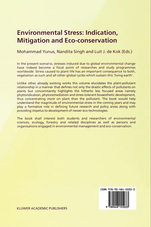 Produktbild: Environmental Stress: Indication, Mitigation and Eco-conservation