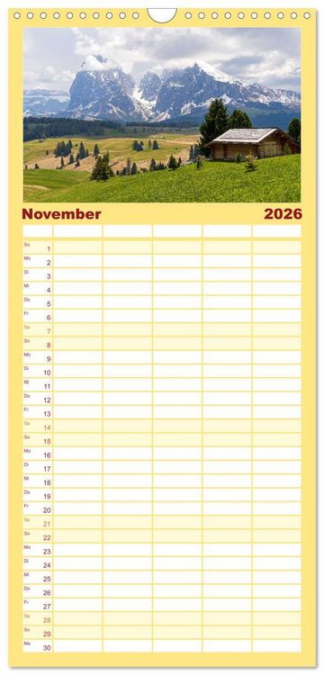 Produktbild: Familienplaner 2026 - S&uuml;dtirol - Von Meran bis zum Pragser Wildsee mit 5 Spalten (Wandkalender, 21 x 45 cm) CALVENDO