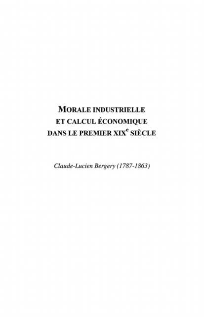 Produktbild: Morale industrielle et calcul economique.